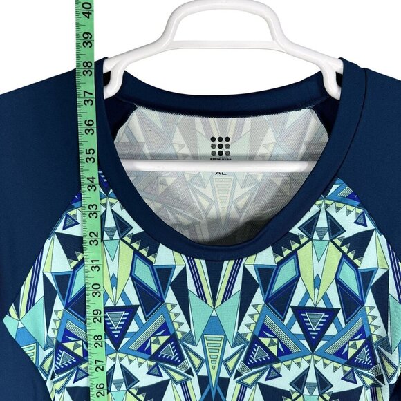Title Nine Women XL Sleeveless Tunic Dress Blue Green Geometric Print Athleisure - Picture 11 of 14